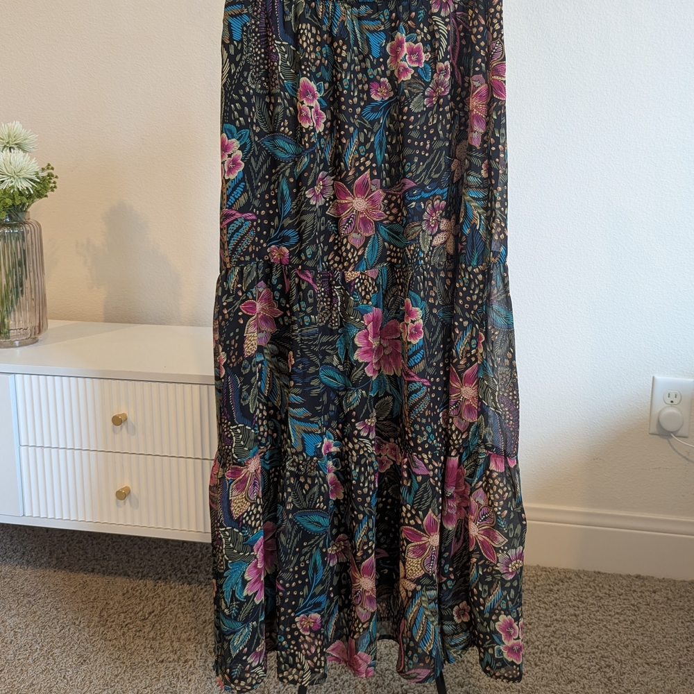 NWT Floral Black Maxi Skirt